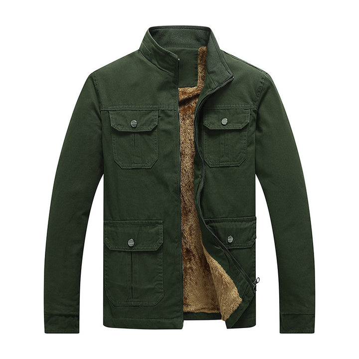 Men's Utility Field Jacket made of cotton canvas with teddy lining and stand-up collar Mune Fashion