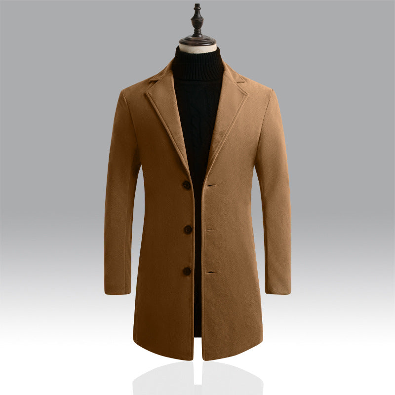 Men's Tailored Single-Breasted Wool Coat with Notched Lapel and Slim Silhouette Mune Fashion