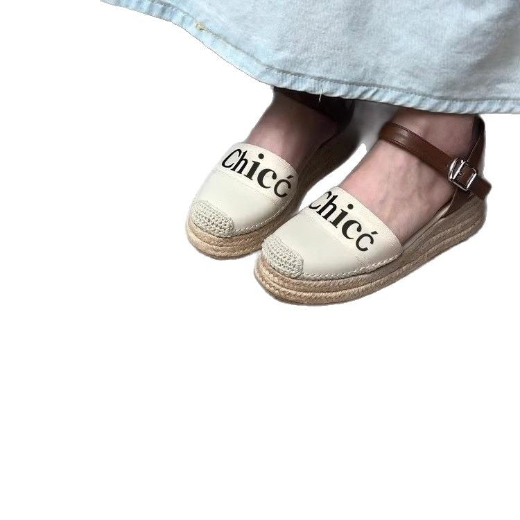 Ladies espadrille slingback with braided platform sole and logo detail Mune Fashion