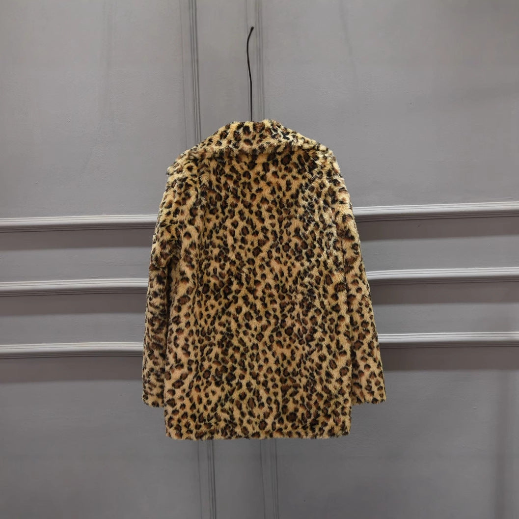 Ladies Luxury Faux Fur Jacket In Leopard Print Mune