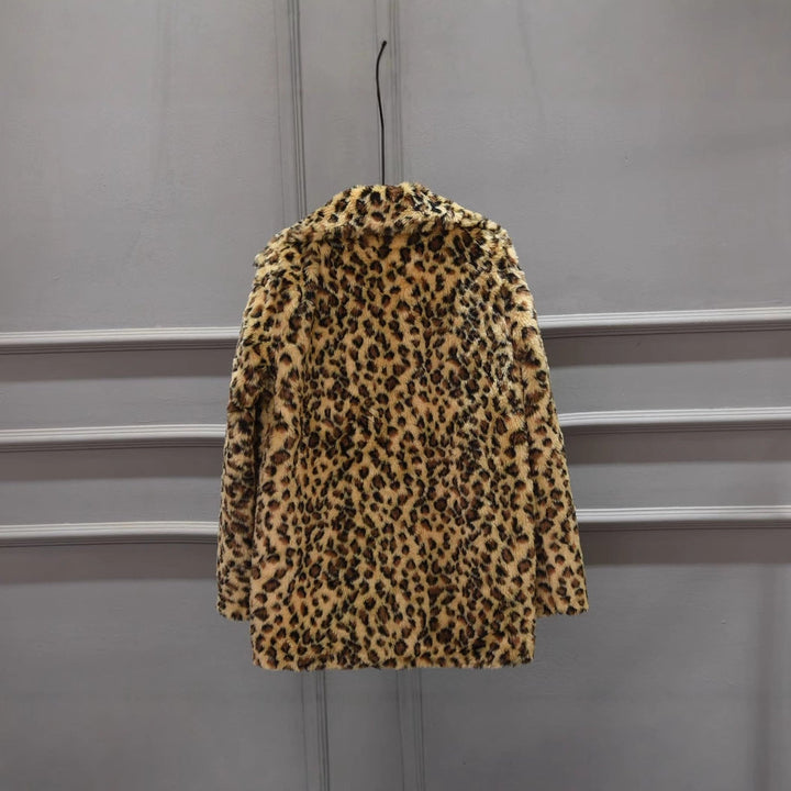Ladies Luxury Faux Fur Jacket In Leopard Print Mune