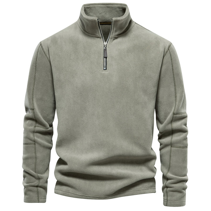 Men's lightweight fleece pullover with short zipper and stand-up collar Mune Fashion