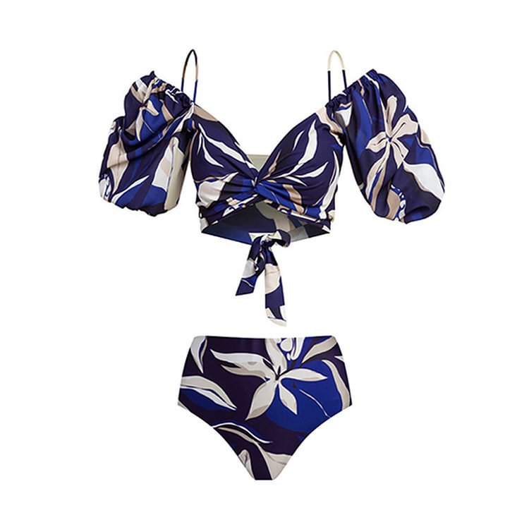 Women's bikini set with puff sleeves and elegant wrap skirt Mune Fashion