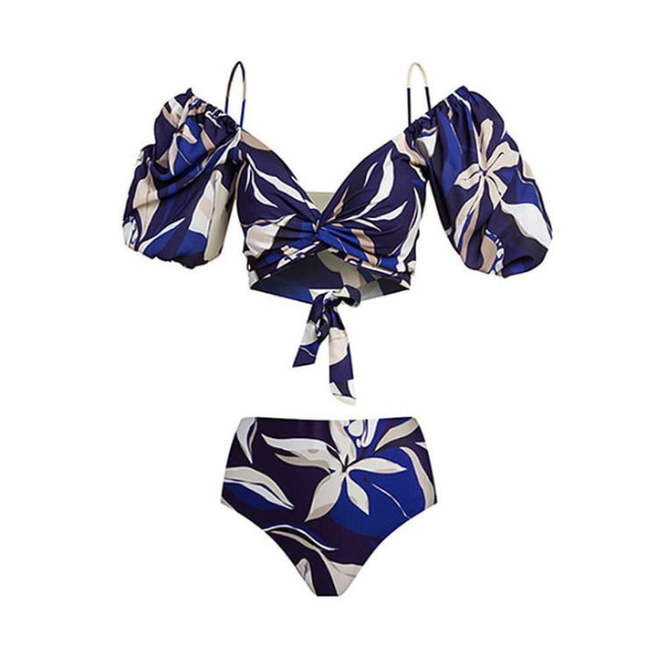 Women's bikini set with puff sleeves and elegant wrap skirt Mune Fashion