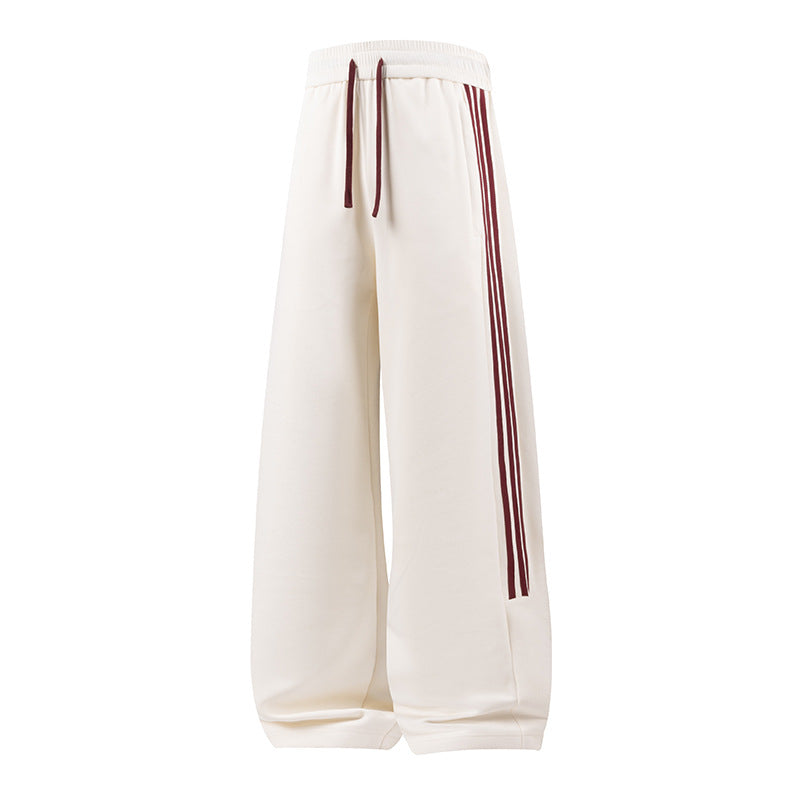 Women Wide High-Waist Jogging Pants with Distinct Side Stripes & Drawstring Mune Fashion