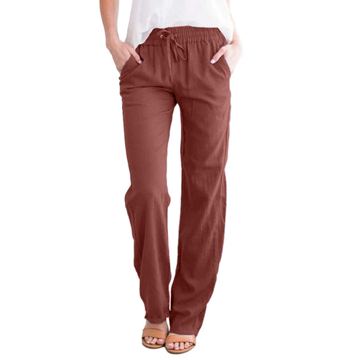 Women's lightweight linen pants with elastic waistband and wide leg Mune Fashion