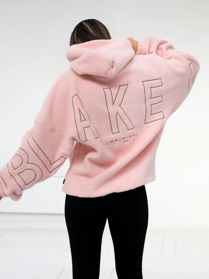 Women Oversize Teddy-Fleece-Hoodie with Logo Embroidery Mune Fashion
