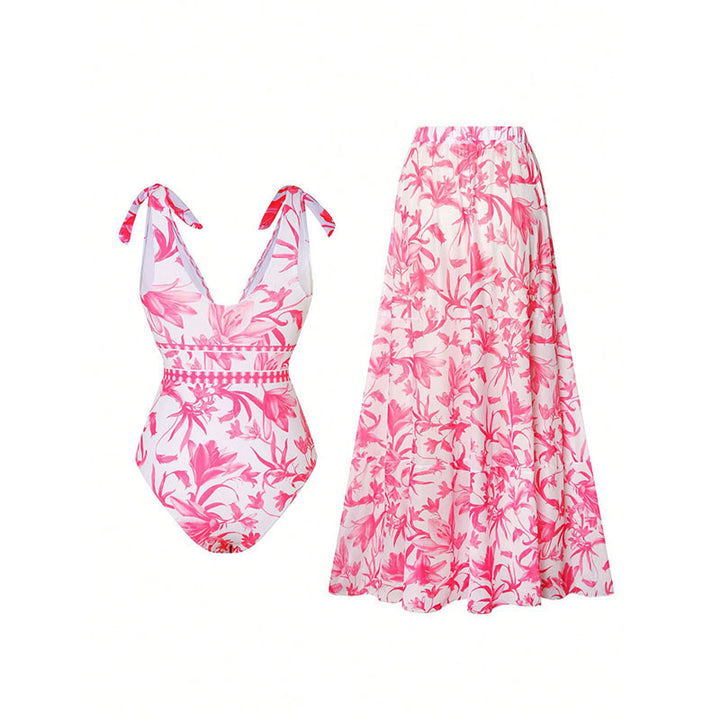 Women's one-piece swimsuit with matching wrap skirt Mune Fashion