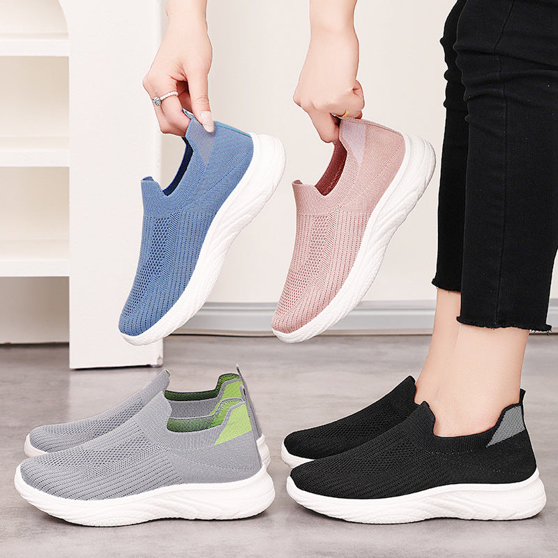 Women's seamless knit slip-on comfort walker with sock-like shaft, reactive memory footbed insert, and flexible EVA lightweight sole Mune Fashion