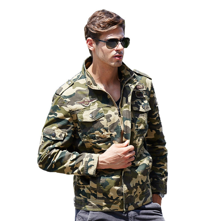 Men's camouflage field jacket in utility look with multiple pockets and shoulder epaulettes Mune Fashion