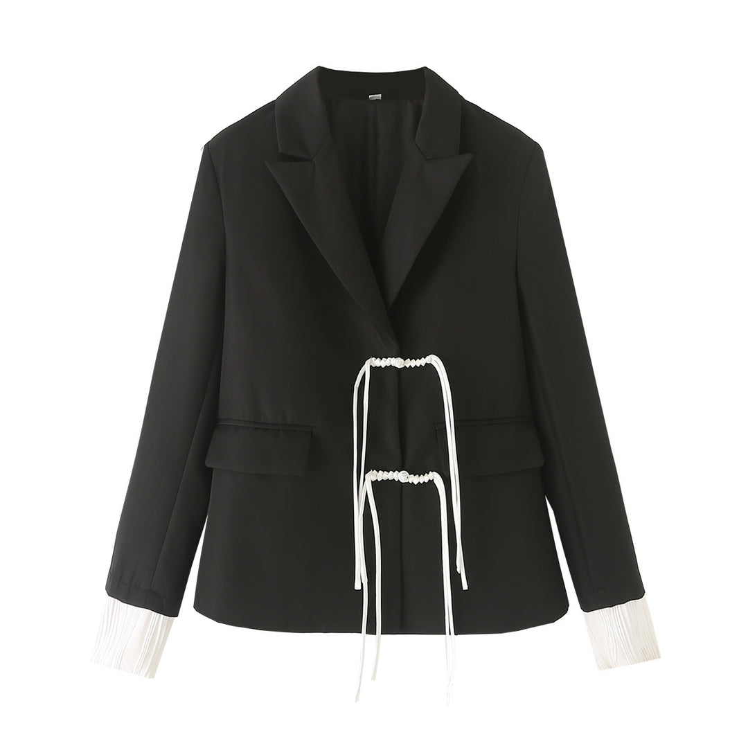 Women's cropped blazer with drawstring detail and pleated cuffs Mune Fashion