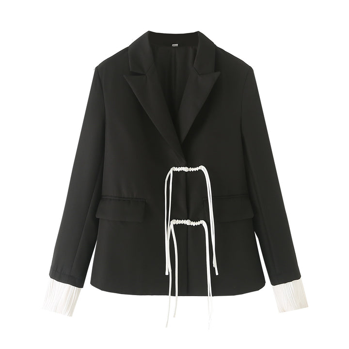 Women's cropped blazer with drawstring detail and pleated cuffs Mune Fashion