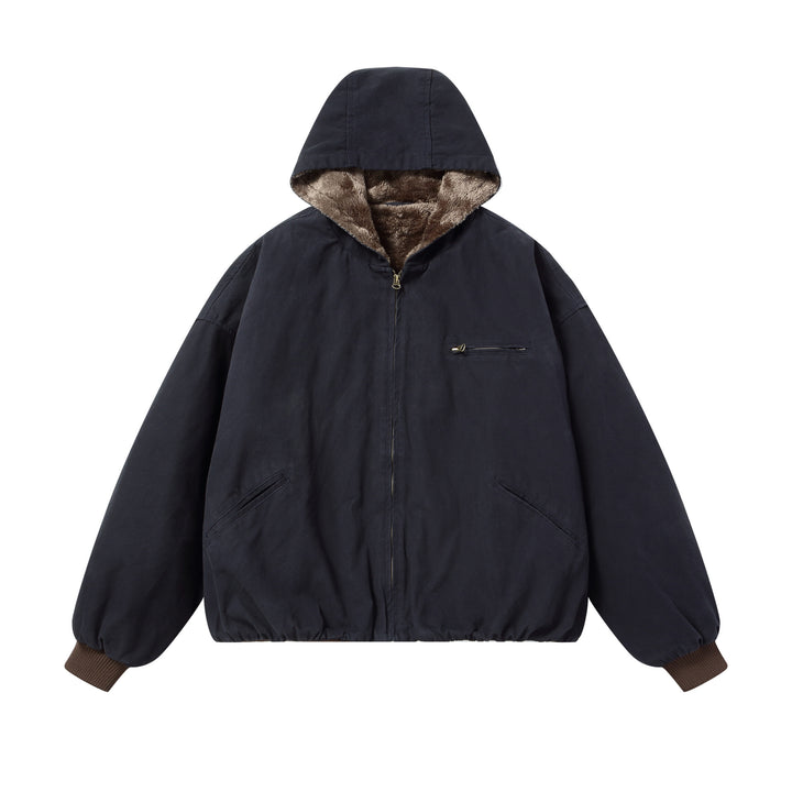 Men's Padded Hoodie with Faux Fur Lining and Elastic Hem Mune Fashion