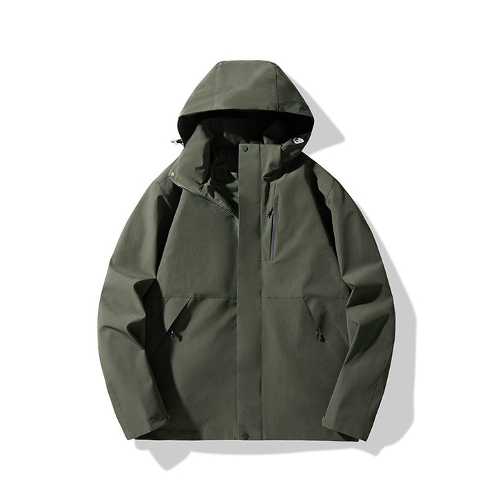Men's Technical Waterproof Hooded Shell Jacket in Minimalist Urban Look Mune Fashion