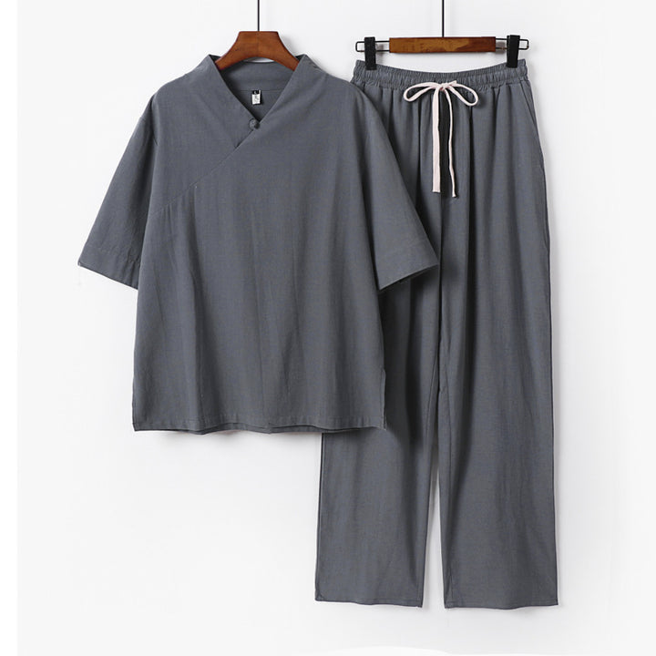 Unisex Lightweight Kimono Loungewear Set with V-Neck and Drawstring Pants Mune Fashion