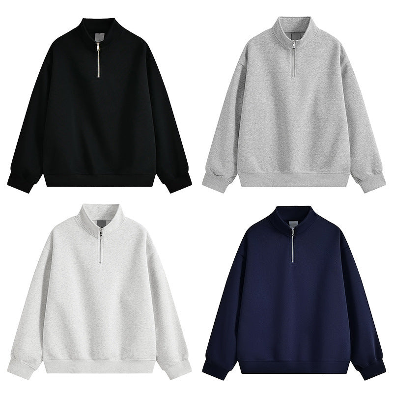 Unisex oversized half-zip sweatshirt with stand-up collar, ribbed cuffs, and soft fleece lining Mune Fashion