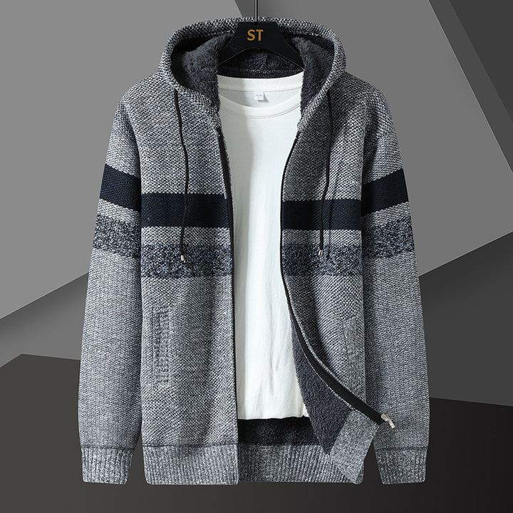 Men's padded knit hooded jacket with full zip and teddy lining Mune Fashion