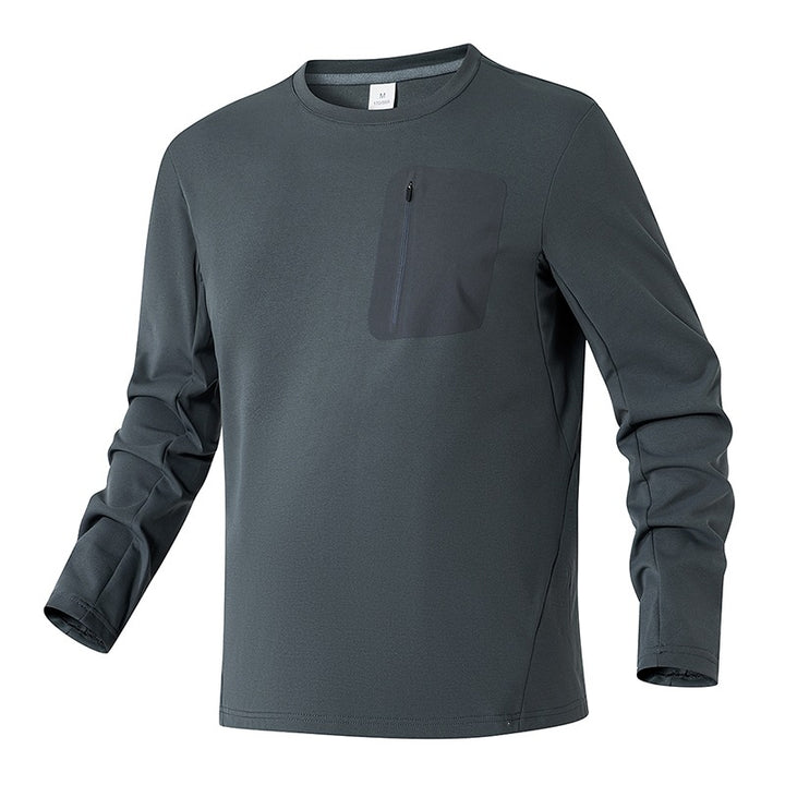 Unisex Oversize Long Sleeve Sweatshirt with Chest Zipper Pocket and Crew Neck Mune Fashion