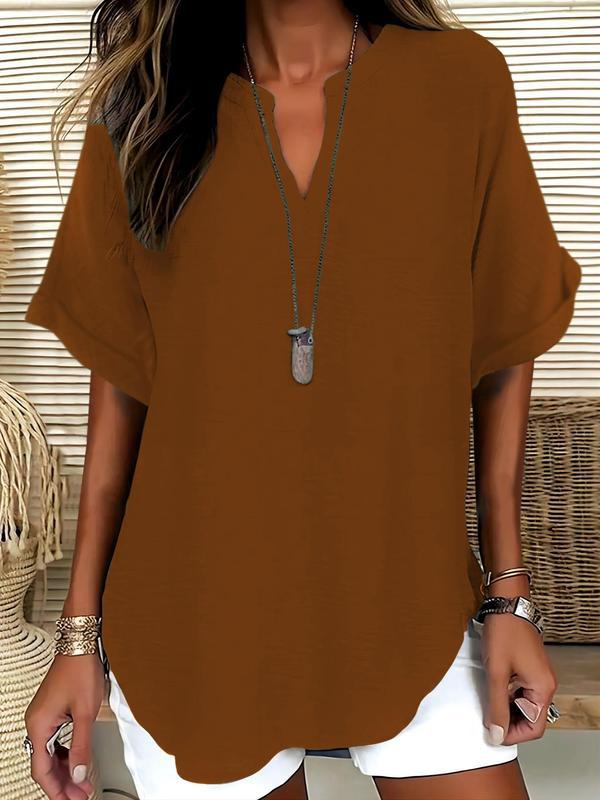 Ladies casual tunic with V-neck and wide-cut sleeves Mune Fashion