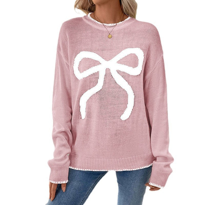 Women's Christmas Knit Sweater with Bow Motif Mune Fashion