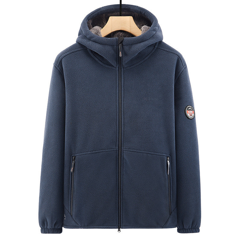 Men's fleece hoodie jacket with teddy lining, two-way zipper and concealed zip pockets Mune Fashion