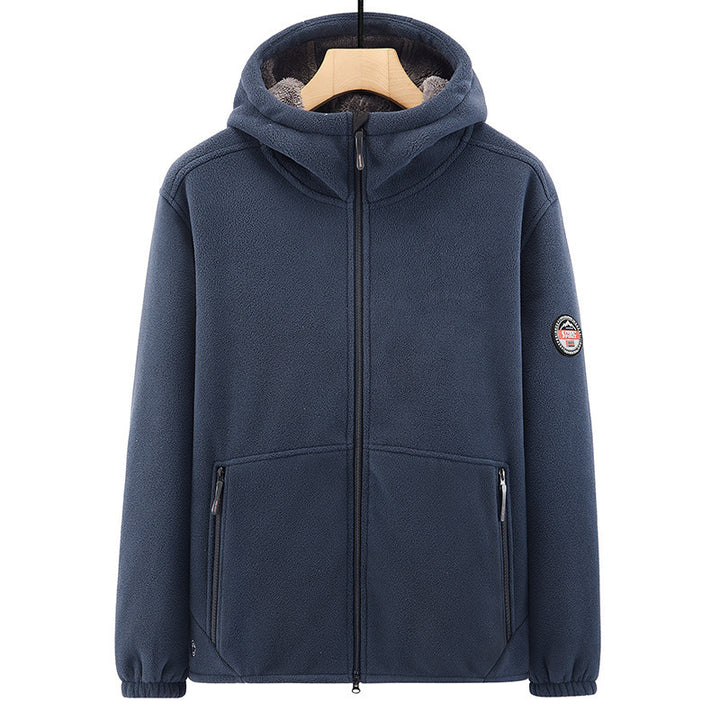 Men's fleece hoodie jacket with teddy lining, two-way zipper and concealed zip pockets Mune Fashion