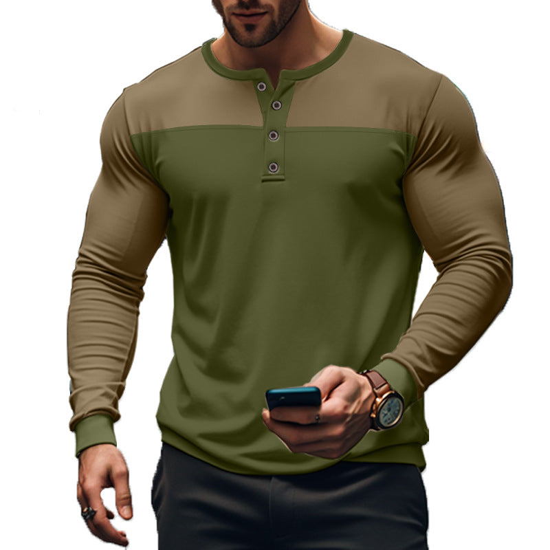 Men's functional Henley long-sleeve shirt with raglan sleeves, reinforced button placket, and tailored fit Mune Fashion