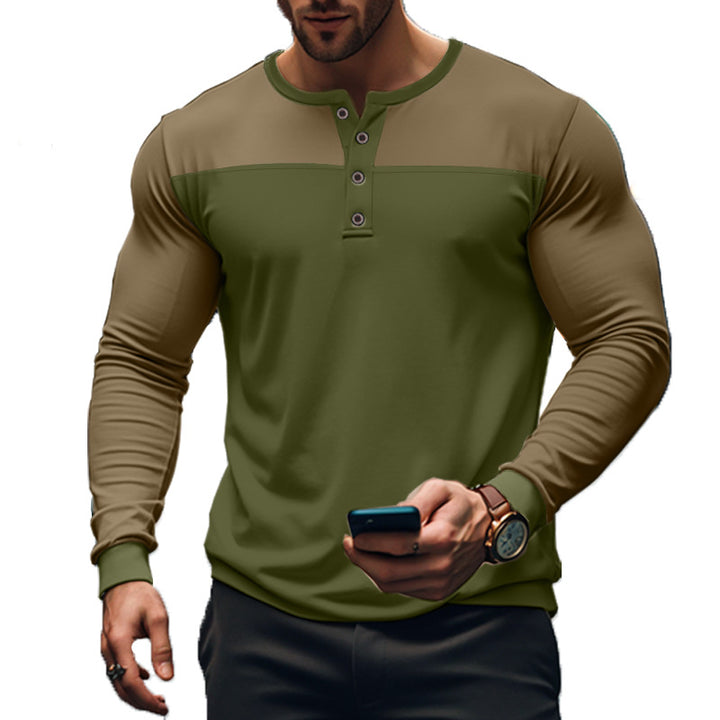 Men's functional Henley long-sleeve shirt with raglan sleeves, reinforced button placket, and tailored fit Mune Fashion