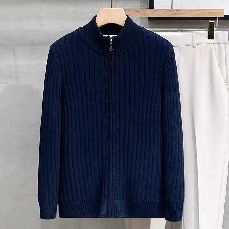 Men's Fashion Ribbed Knit Sweater with High Collar Mune Fashion
