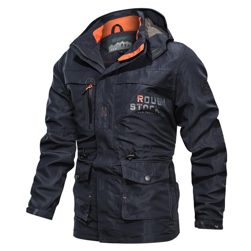 Men's water-repellent field parka in utility style with hood and adjustable waist fit Mune Fashion