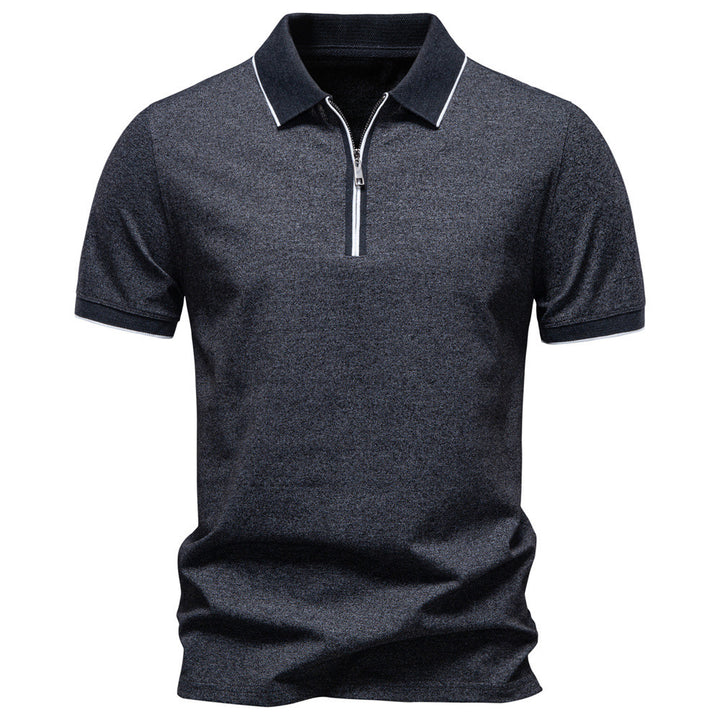Men's breathable short-sleeved polo shirt with half-high zipper and piqué texture Mune Fashion
