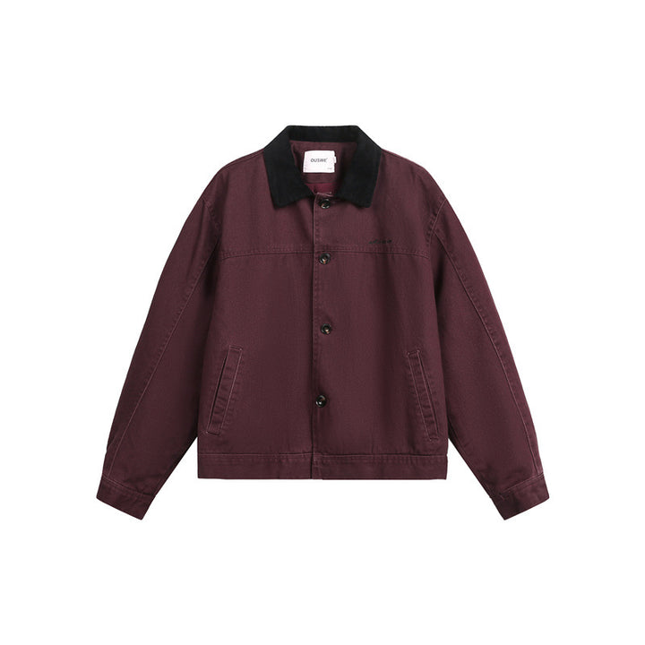 Unisex Short Cut Boxy Denim Jacket with Corduroy Collar and Side Pockets Mune Fashion