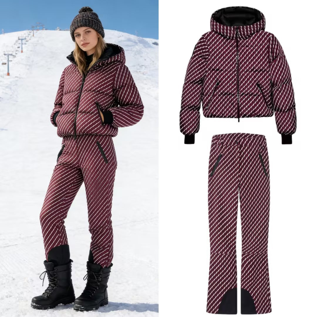 Women's Patterned Stretch Jogging Pants with Flared Leg, Elastic Drawstring Waistband and Zipper Pockets Mune Fashion