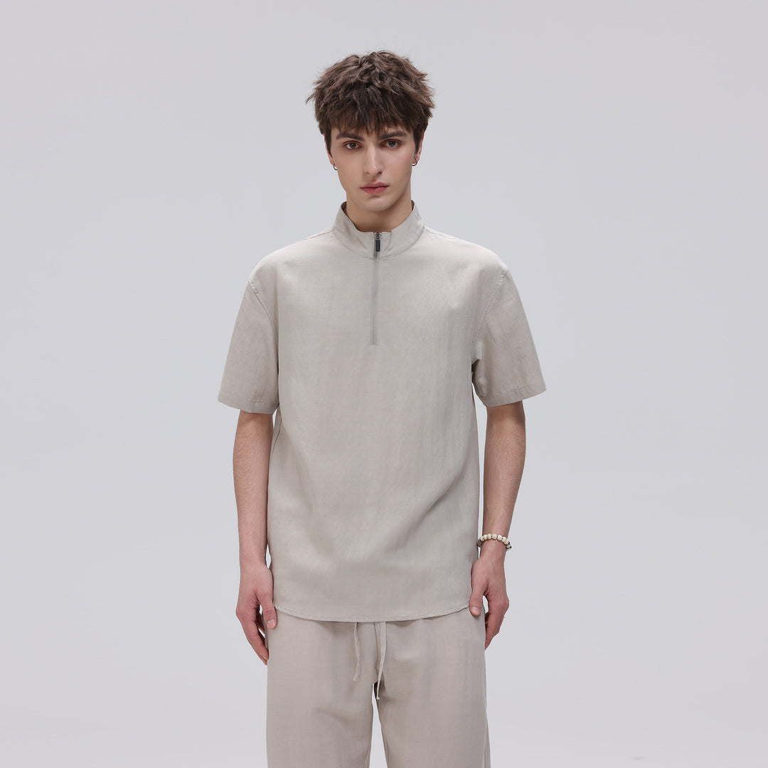 Herren Kurzarm‑Halbzip‑Shirt mit Stehkragen und Relaxed‑Fit Mune Fashion