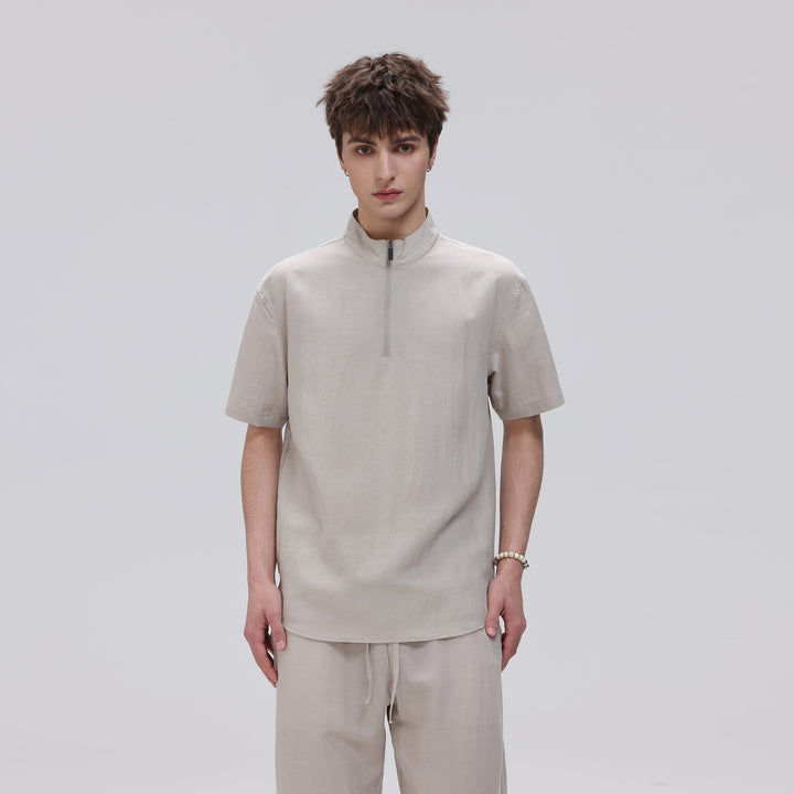 Herren Kurzarm‑Halbzip‑Shirt mit Stehkragen und Relaxed‑Fit Mune Fashion