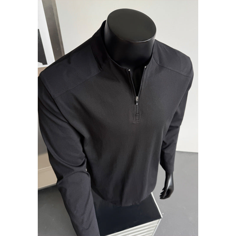 Men's sporty long sleeve top with stand-up collar and zipper Mune Fashion