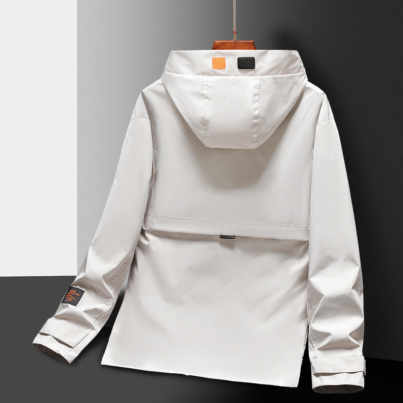 Men's Lightweight Utility Rain Jacket with Hood, Windproof Softshell and Reflective Inserts Mune Fashion