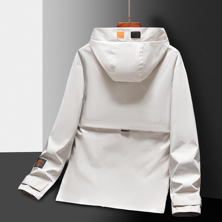 Men's Lightweight Utility Rain Jacket with Hood, Windproof Softshell and Reflective Inserts Mune Fashion