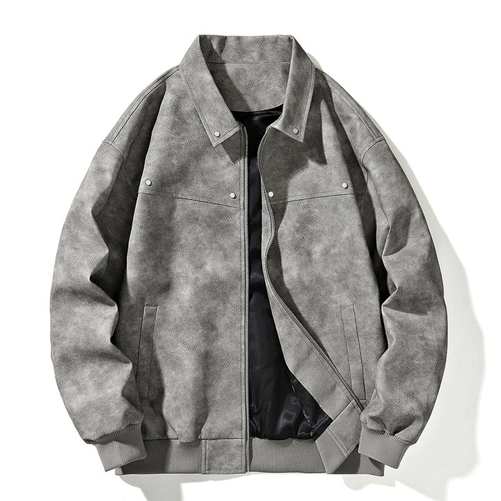 Men's Oversize Bomber Jacket in Suede Look with Zipper and Ribbed Cuffs Mune Fashion