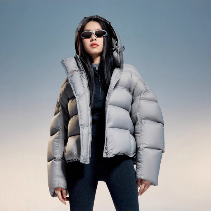 Women Short Cut Padded Jacket with Hood and High Insulation Mune Fashion