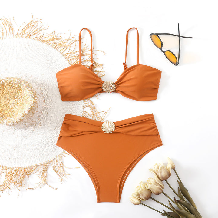 Ladies Bikini Set with chic shell detail and high waist Mune Fashion