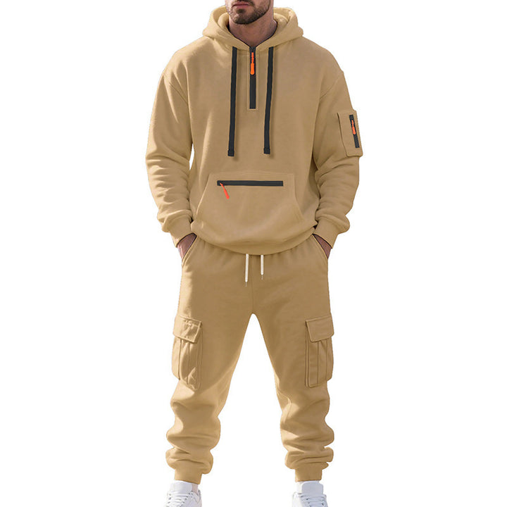 Men's Urban Cargo Tracksuit with Hooded Hoodie and Zipper Pockets Mune Fashion