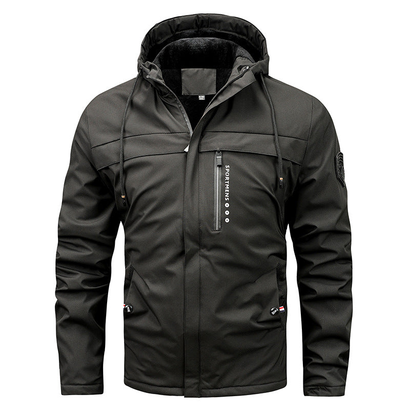Men's nan thermal-lined softshell jacket with hood, fleece inner lining and zippered chest pocket Mune Fashion