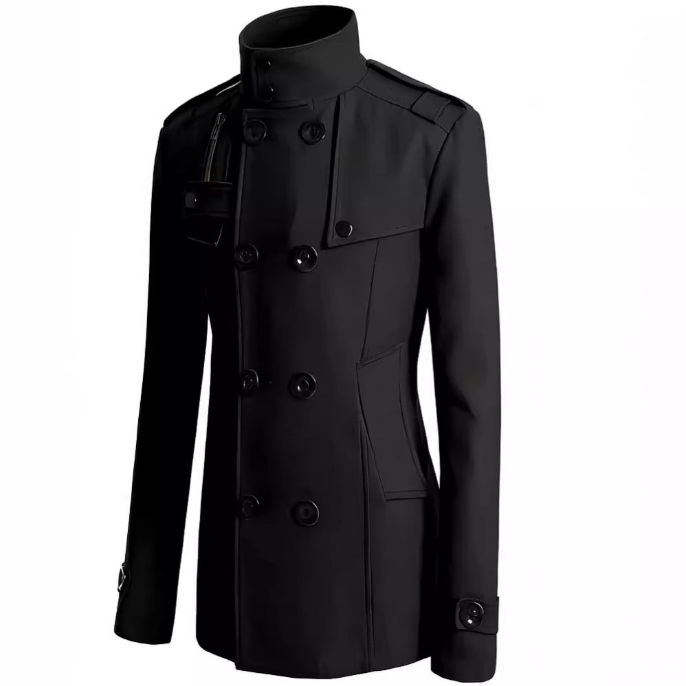 Men's short coat in navy-inspired double-breasted with tailored cut Mune Fashion