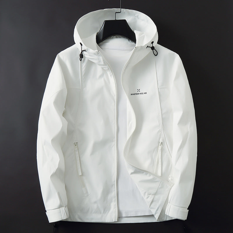 Men's Lightweight Water-Repellent Softshell Jacket with Hood, Adjustable Cuffs and Zipper Pockets Mune Fashion