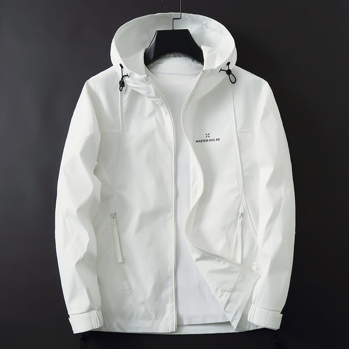 Men's Lightweight Water-Repellent Softshell Jacket with Hood, Adjustable Cuffs and Zipper Pockets Mune Fashion