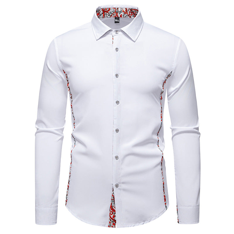 Men's Elegant Fitted Business Shirt with Contrasted Interior Placket and Paisley Detail Mune Fashion