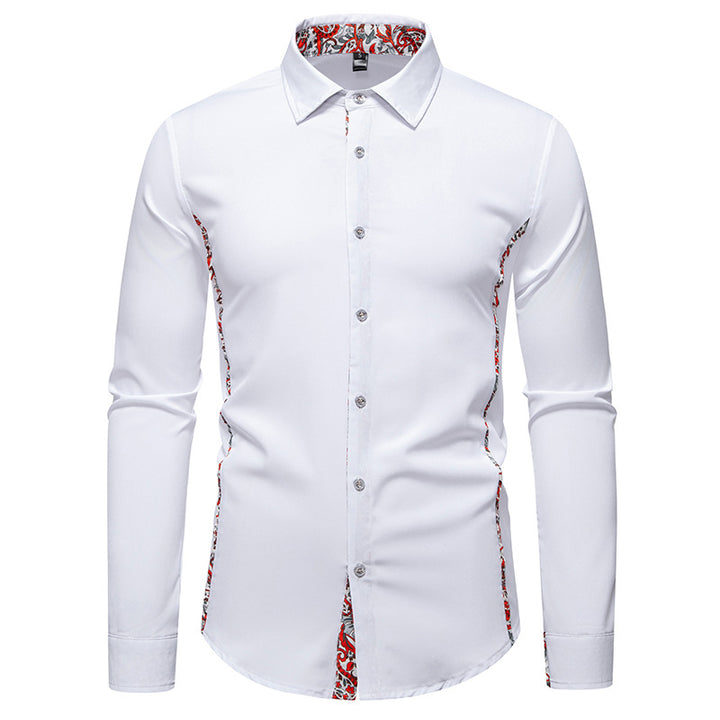 Men's Elegant Fitted Business Shirt with Contrasted Interior Placket and Paisley Detail Mune Fashion