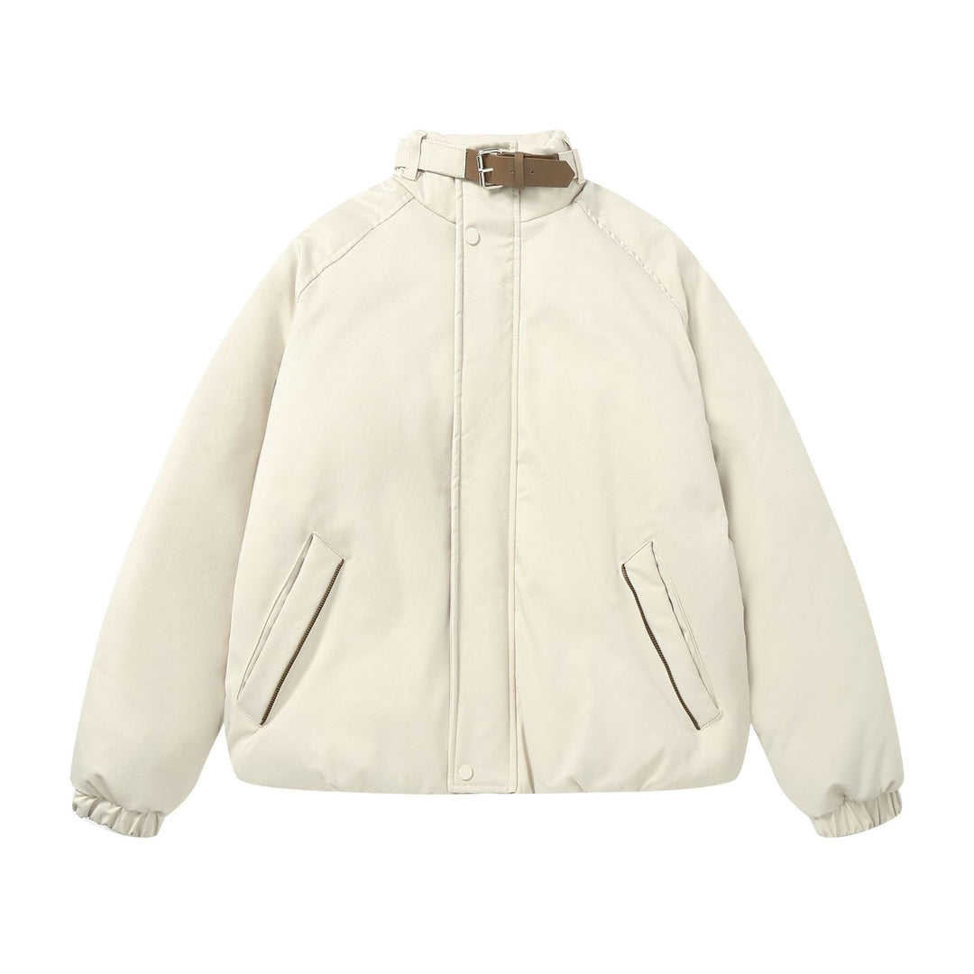 Women Quilted Boxy Bomber with high-collar buckle and diagonal zip pockets Mune Fashion