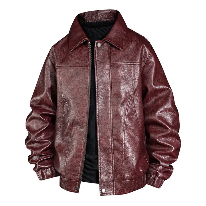 Men's Fashion Faux Leather Bomber Jacket Mune Fashion